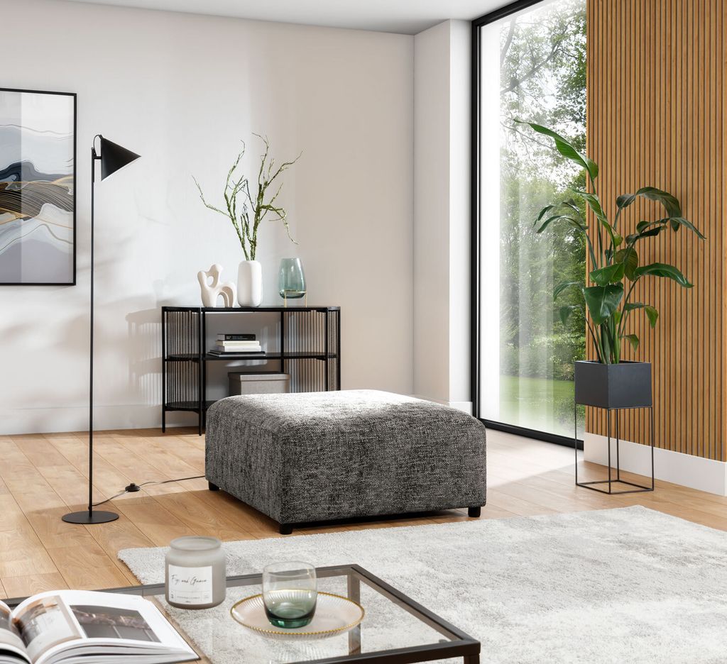 Polsterhocker Designerhocker ROMY in Stoff Enjoy Me Taupe