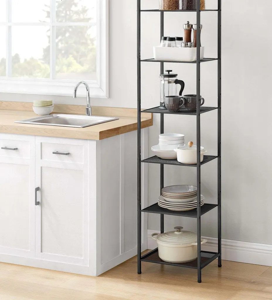Meuble de rangement colonne pour salle de bain en métal noir résistant