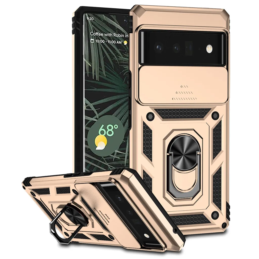 Custodia Google Pixel 6 Pro Oro: Protezione Fotocamera e Supporto Anello