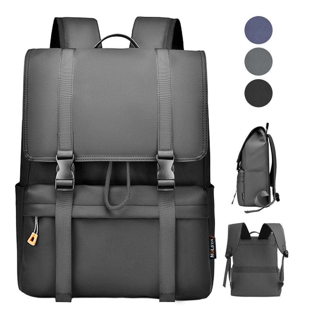 Laptop Rucksack mit Klappe Damen Herren 20L, 15,6 Zoll Laptoptasche Wasserdicht Schulrucksack, Arbeitstasche für Büro Uni Freizeit Alltag, Grau