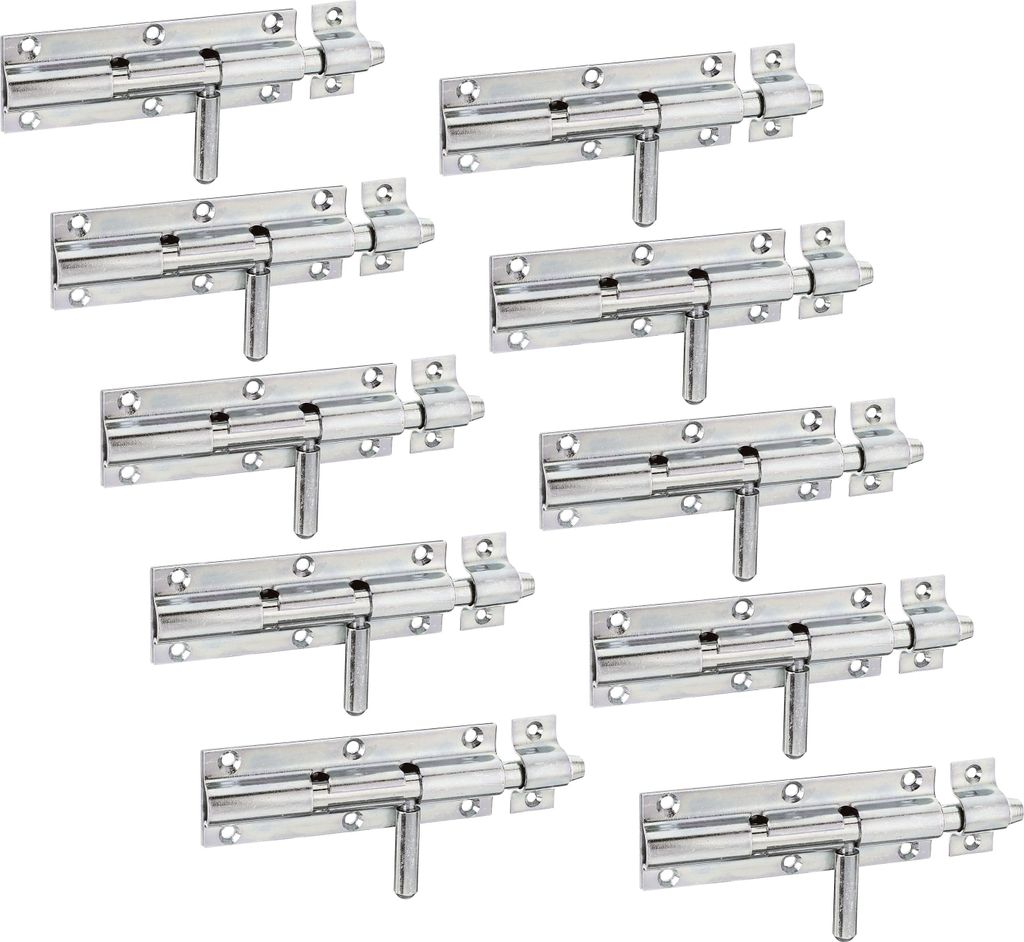 Alberts 842284 Bolzenriegel, mit rundem Griff und befestigter Schlaufe, galvanisch verzinkt, dickschichtpassiviert, Platte 120 x 41 mm, Bolzen-Ø 1...
