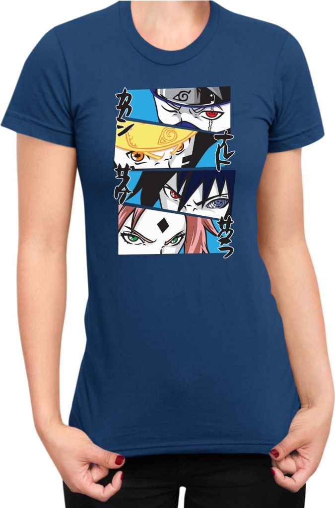 Damen T-Shirt Naruto Team 7 05, Lady XS / Dunkelblau