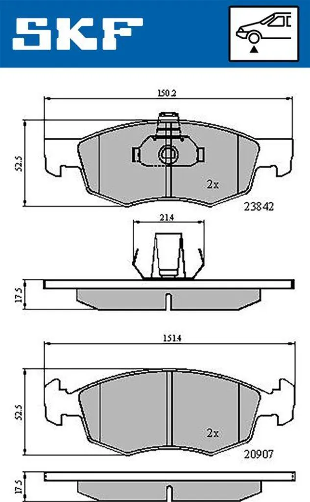 Plaquettes de Frein SKF VKBP 80618 pour Entretien Fiat Doblo Utility