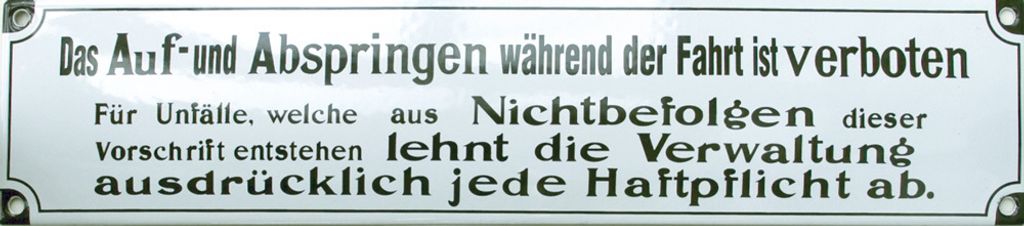 Emailleschild Auf- und Abspringen