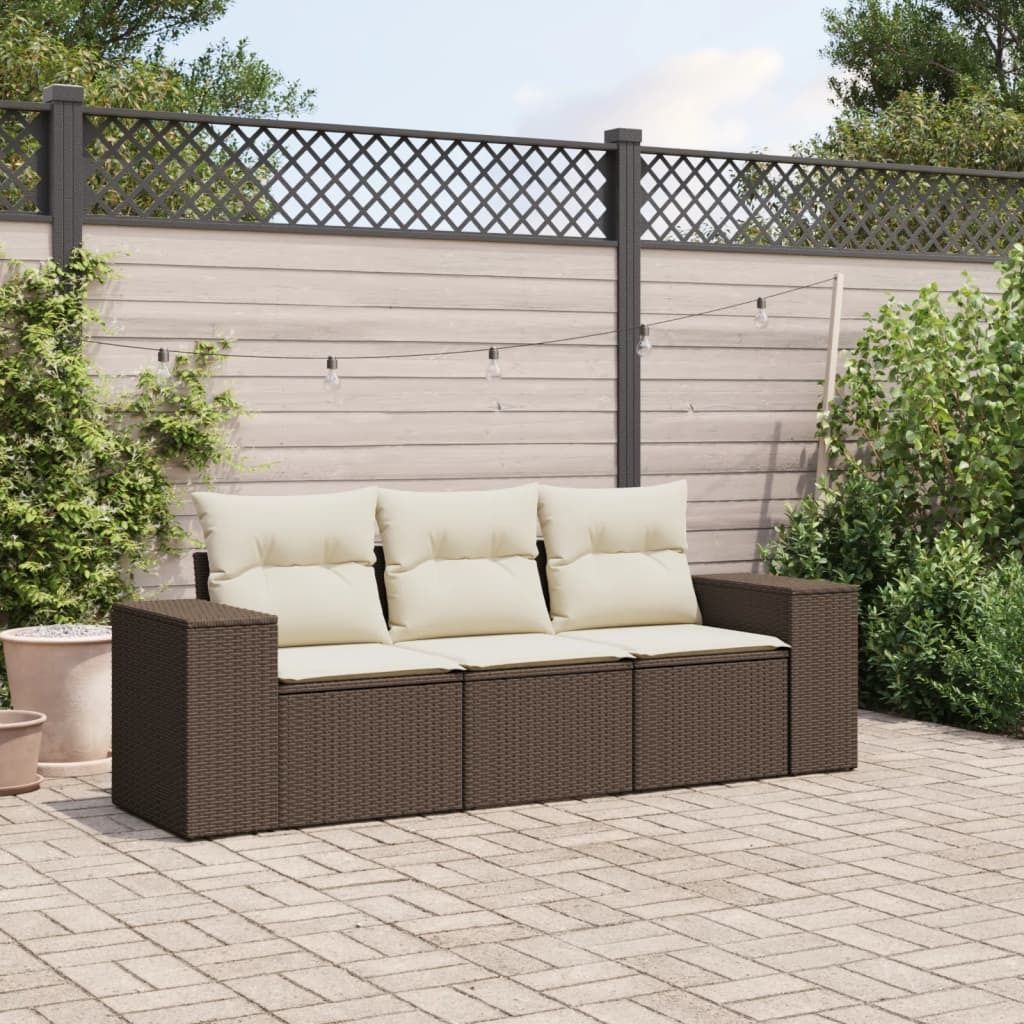 Maison Exclusive - 3-tlg. Garten-Sofagarnitur mit Kissen Braun Poly Rattan