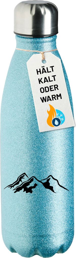 Huuraa Trinkflasche Berg Silhouette Mountain 500ml Blue Edelstahl Wasserflasche Trinkflasche Geschenkidee