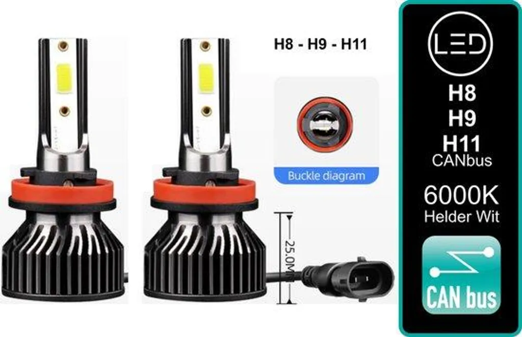 Ampoules LED H7 18 000 lumens blanc brillant 6000K ultra-lumineuses