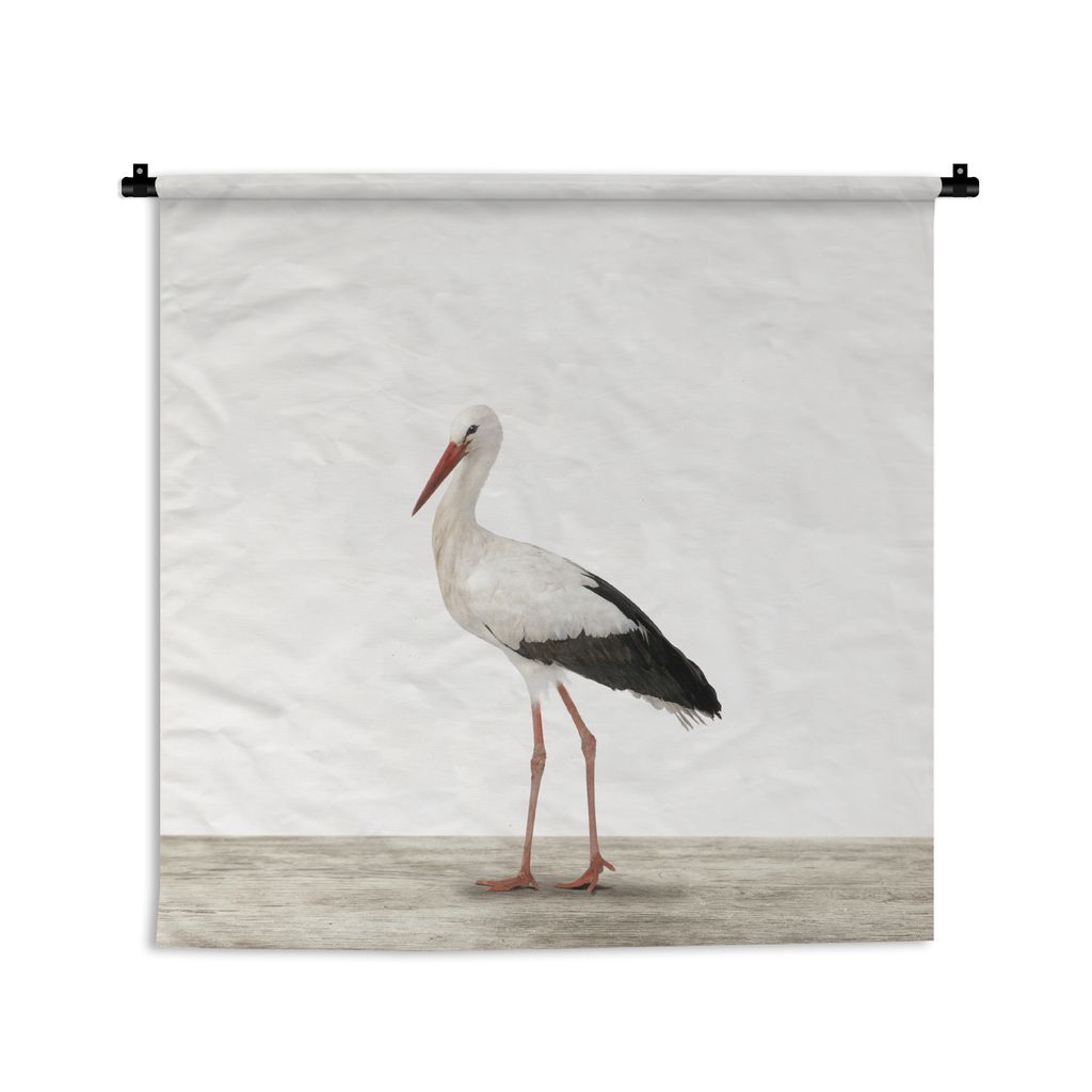 MuchoWow Wandteppich Wandbehang Storch - Vogel - Tiere - Jungen - Kinder - Mädchen 150x150 cm Tapisserie Dekoration Wandtuch - Wohnaccessoires -...