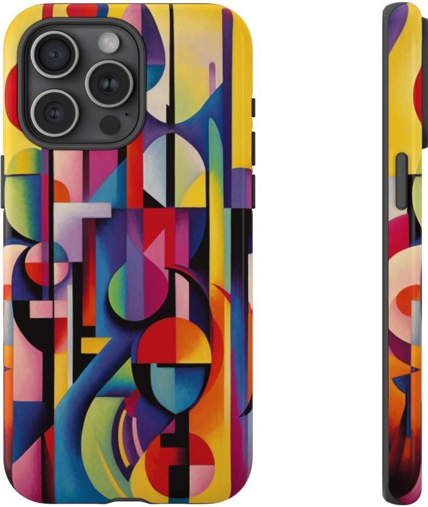 Abstrakte geometrische Formen in leuchtenden Farben – Hülle Kompatibel mit iPhone 15 Pro Max