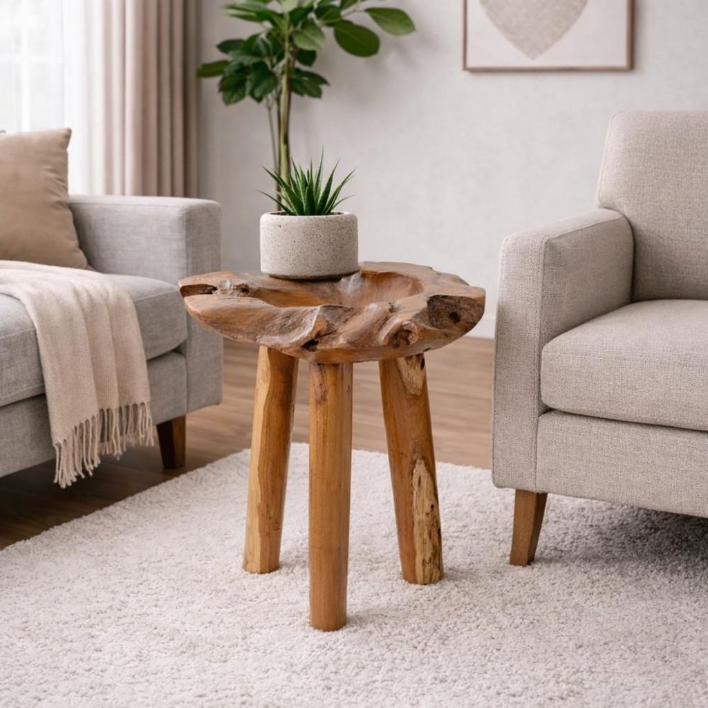Individueller Teak Beistelltisch BIG BOWL ca.50cm Natural