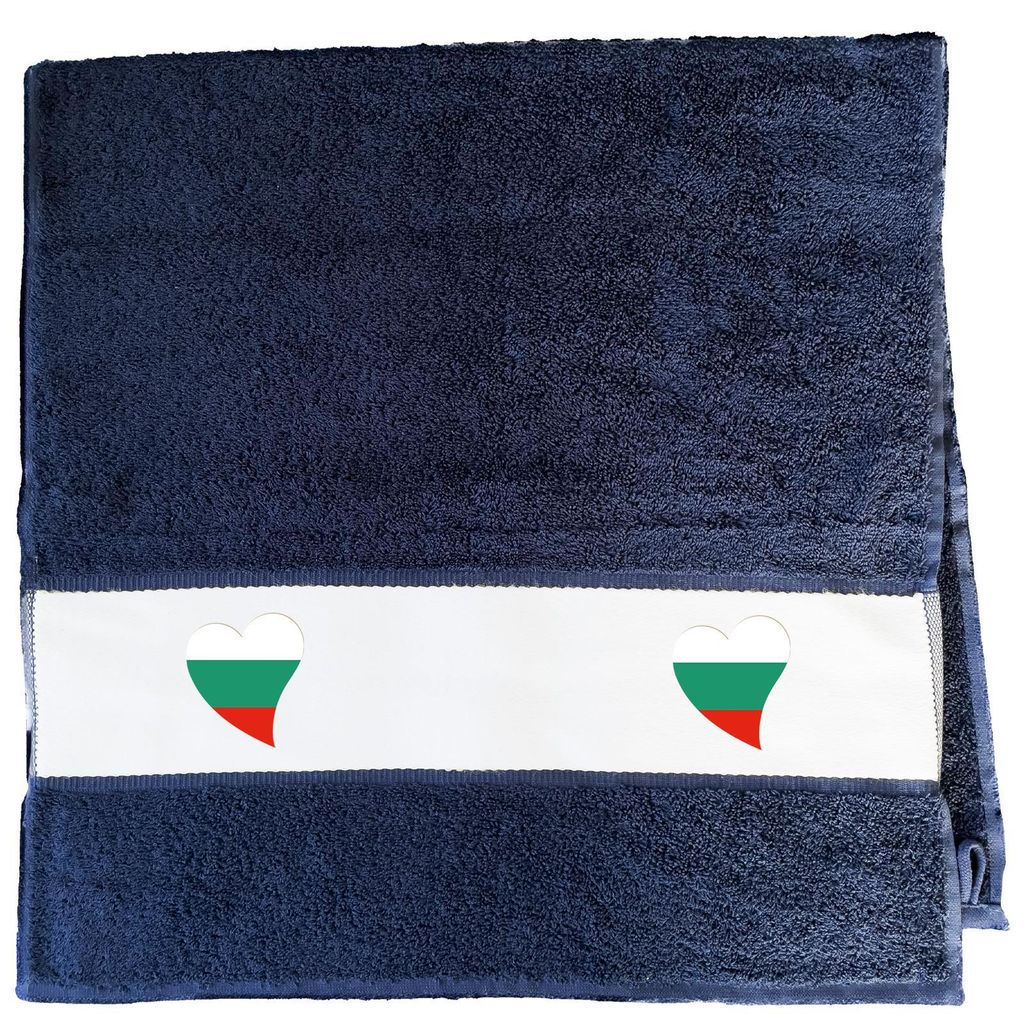 Huuraa Handtuch Bulgarien Flagge Herz 50x100cm French Navy Baumwolle Handtuch Geschenkidee