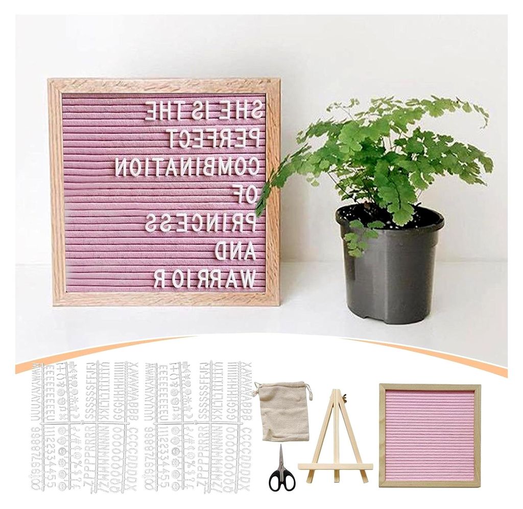 Buchstabenbrett mit Holzrahmen | Filz-Anzeigetafel - 25x25cm für Feste und Anlässe