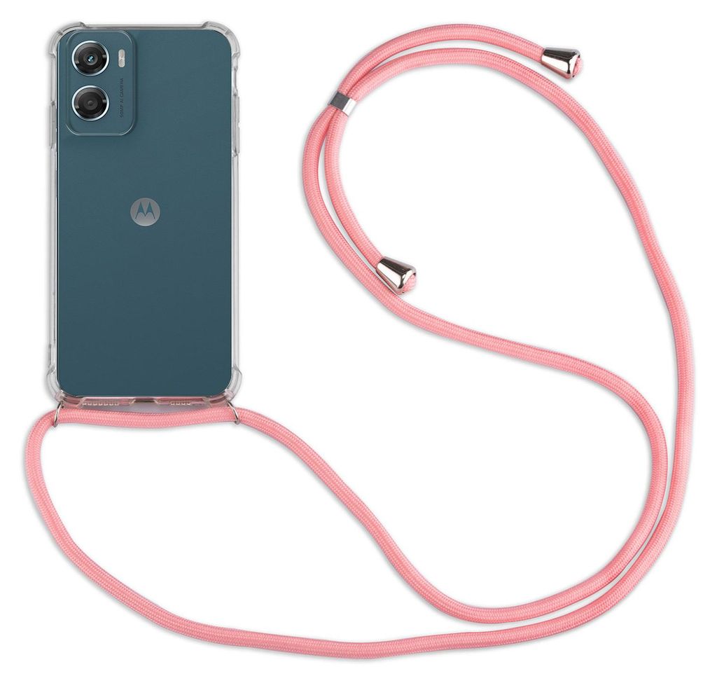 Handykette für Motorola Moto G06 / G06 Power Hülle mit Band Case Kordel in Rosa