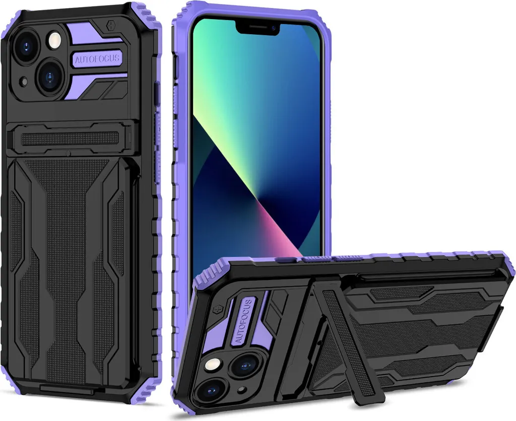 Custodia Protettiva iPhone 14 Plus: Anti-Shock, Portacarte, Viola