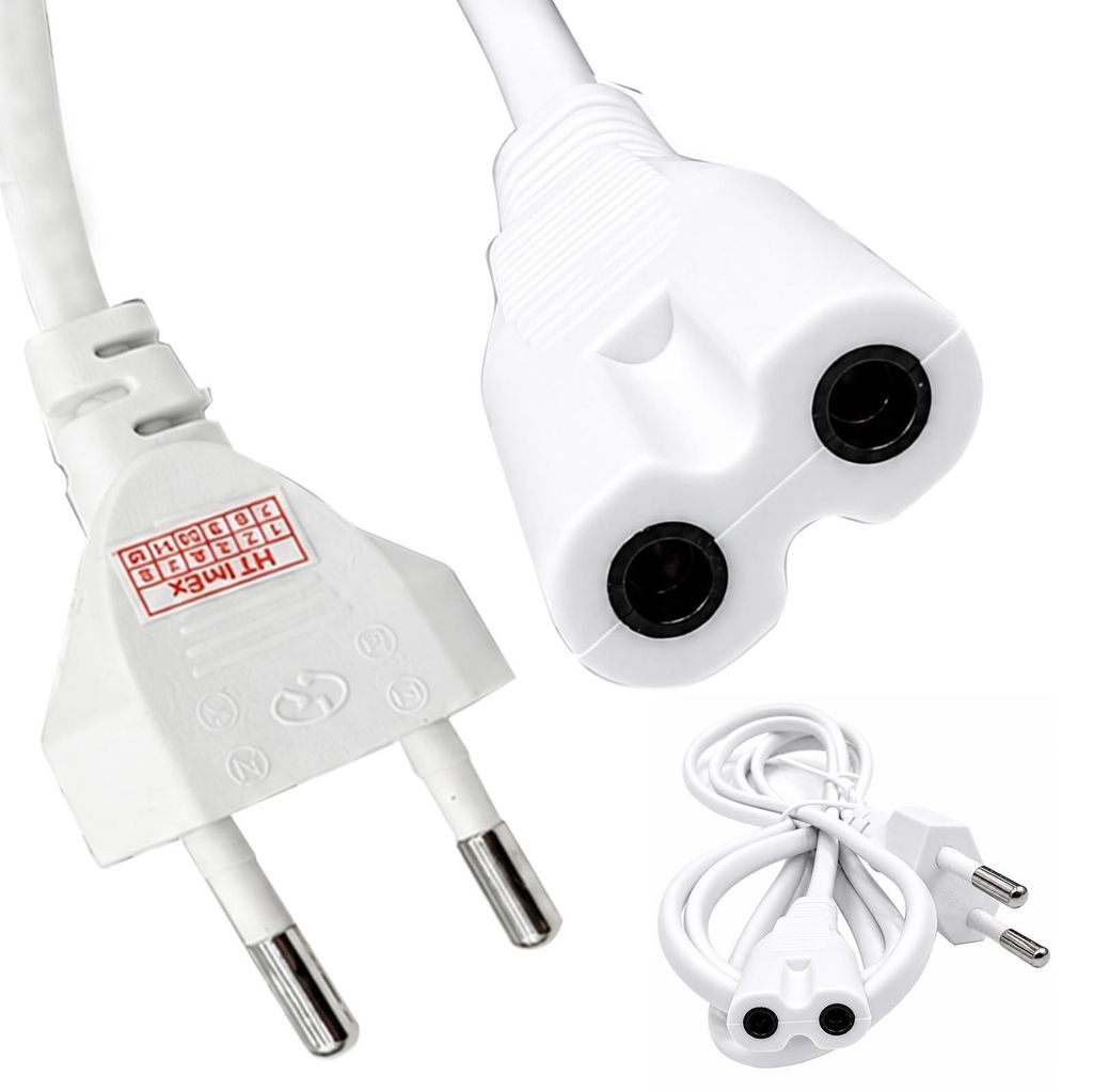 Weiß - Stromkabel Netzkabel Kabel EU-Stecker für Produktbild 