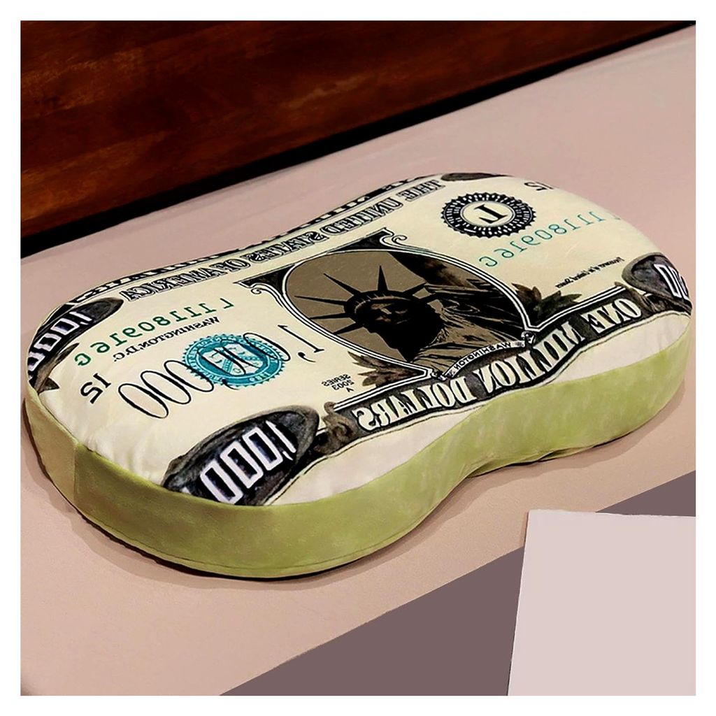 Dollarzeichen-Kissen, Geld-Nickerchen-Kissen - 13x9 Zoll Kissen im Tausend-Dollar-Muster - Hunderte-Dollar-Lendenkissen für Bett und Couch