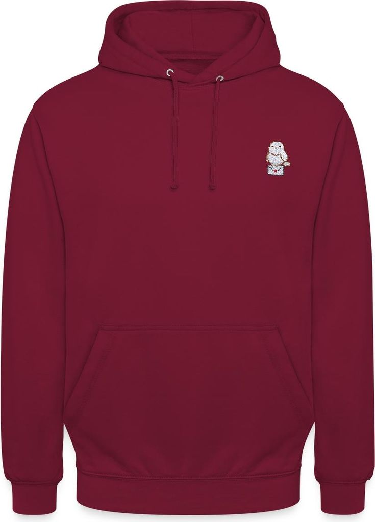 Spreadshirt Harry Potter Hedwig Mit Briefumschlag Stick-Design Uni Hoodie, XXL, Bordeaux