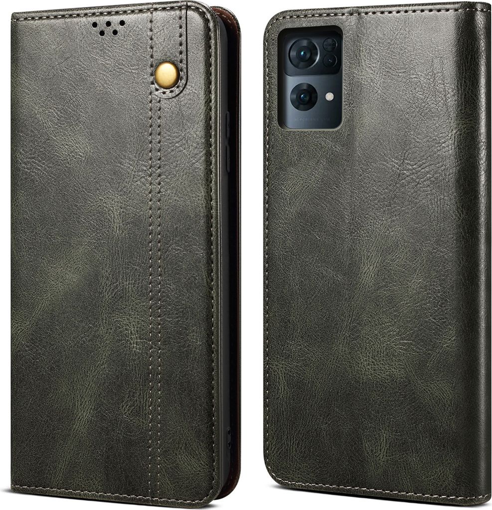 OPPO Reno7 Pro 5G Hülle, Leder Flip Brieftasche Schutzhülle für OPPO Reno7 Pro 5G Grün