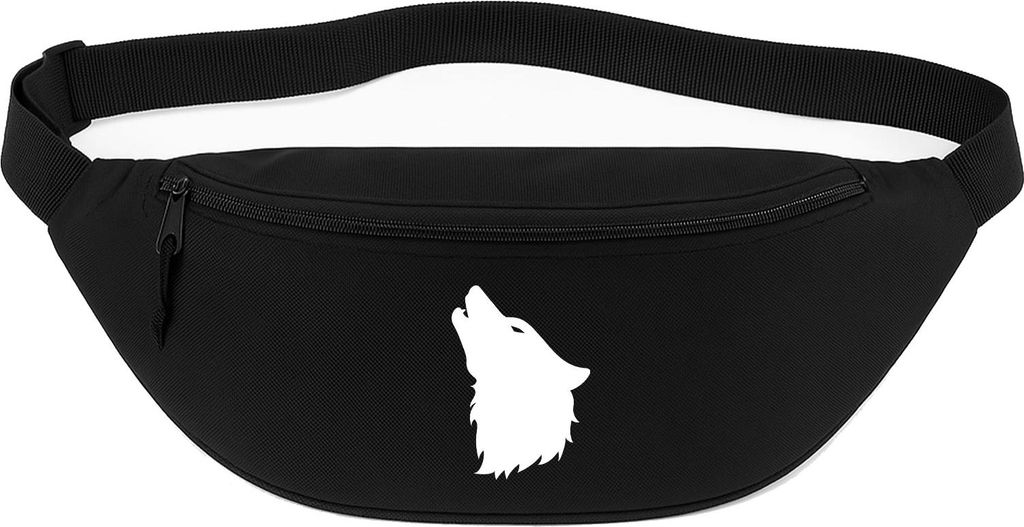 Huuraa Bauchtasche Wolf Kopf Silhouette 2,5 Liter Black Polyester Crossbody Bag Geschenkidee