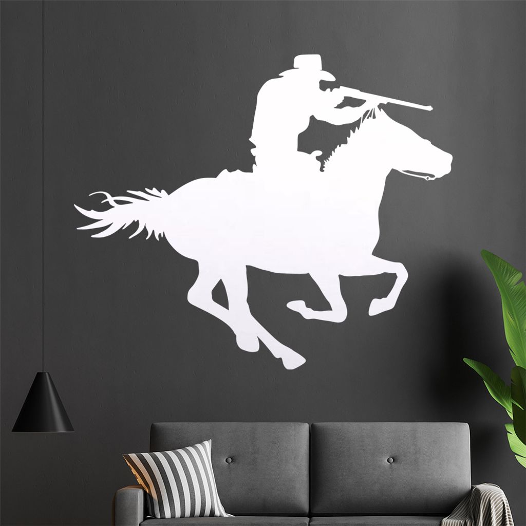 KIWISTAR Cowboy Pferd - Reiten Schießen Wandtattoo in 6 Größen - Wandaufkleber Wall Sticker - Dekoration, Küche, Wohnzimmer, Schlafzimmer, Bade...