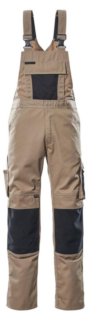 MASCOT Augsburg Latzhose Größe 82C54, hellkhaki/schwarz | Packung (1 Stück)