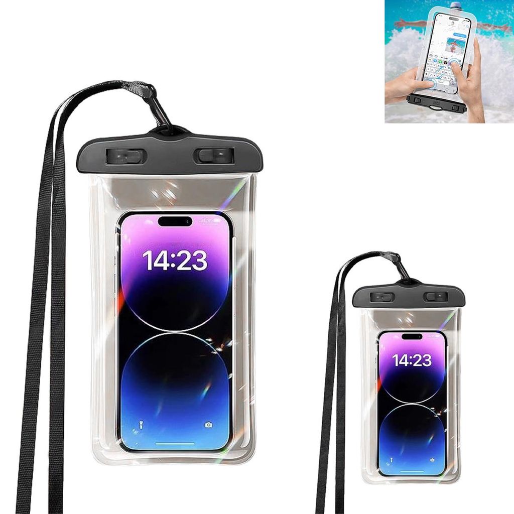 Handy-Wasserschutzhülle bis 6,9",PVC+TPU,Touchscreen nutzbar, Anti-Sink-Blase,Schnellverschluss,für Schwimmen,Tauchen, Pool & Boot geeignet(2pcs)