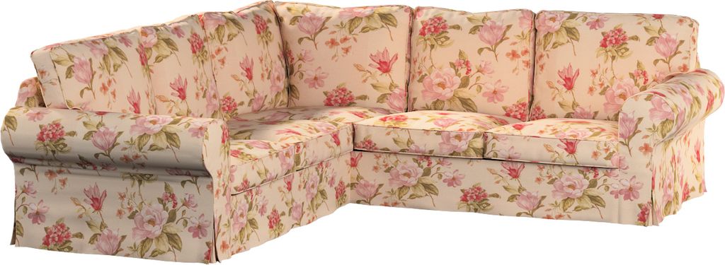 Dekoria Bezug für Ektorp Ecksofa, creme-rosa, Sofahusse für Ektorp Ecksofa