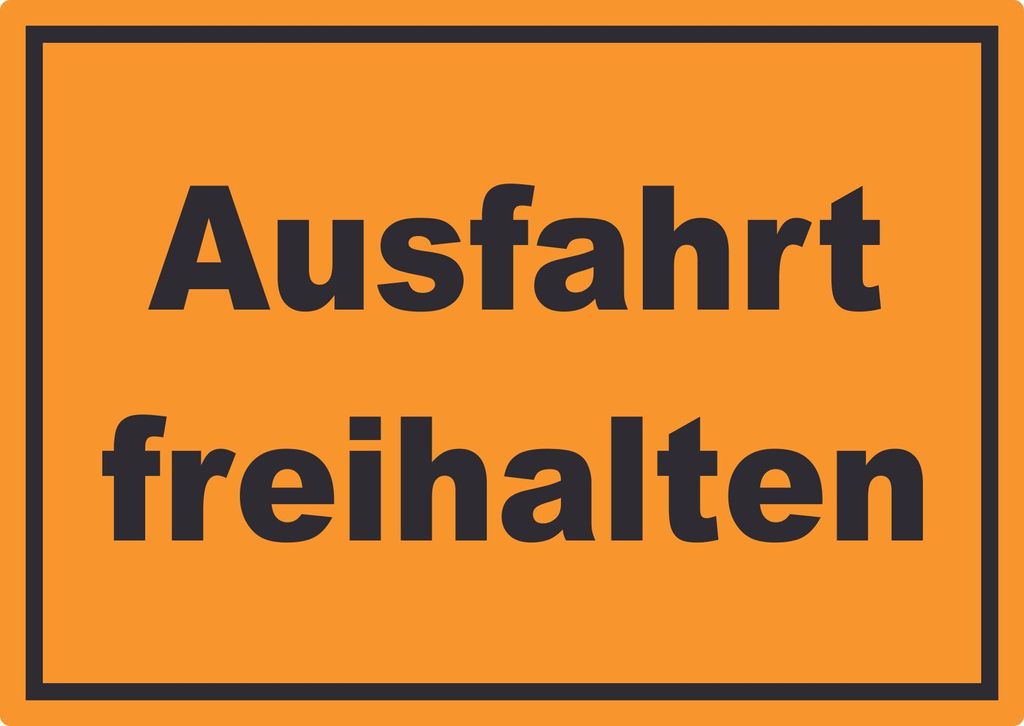 Ausfahrt freihalten Aufkleber schwarz-orange A8 (52x74mm)