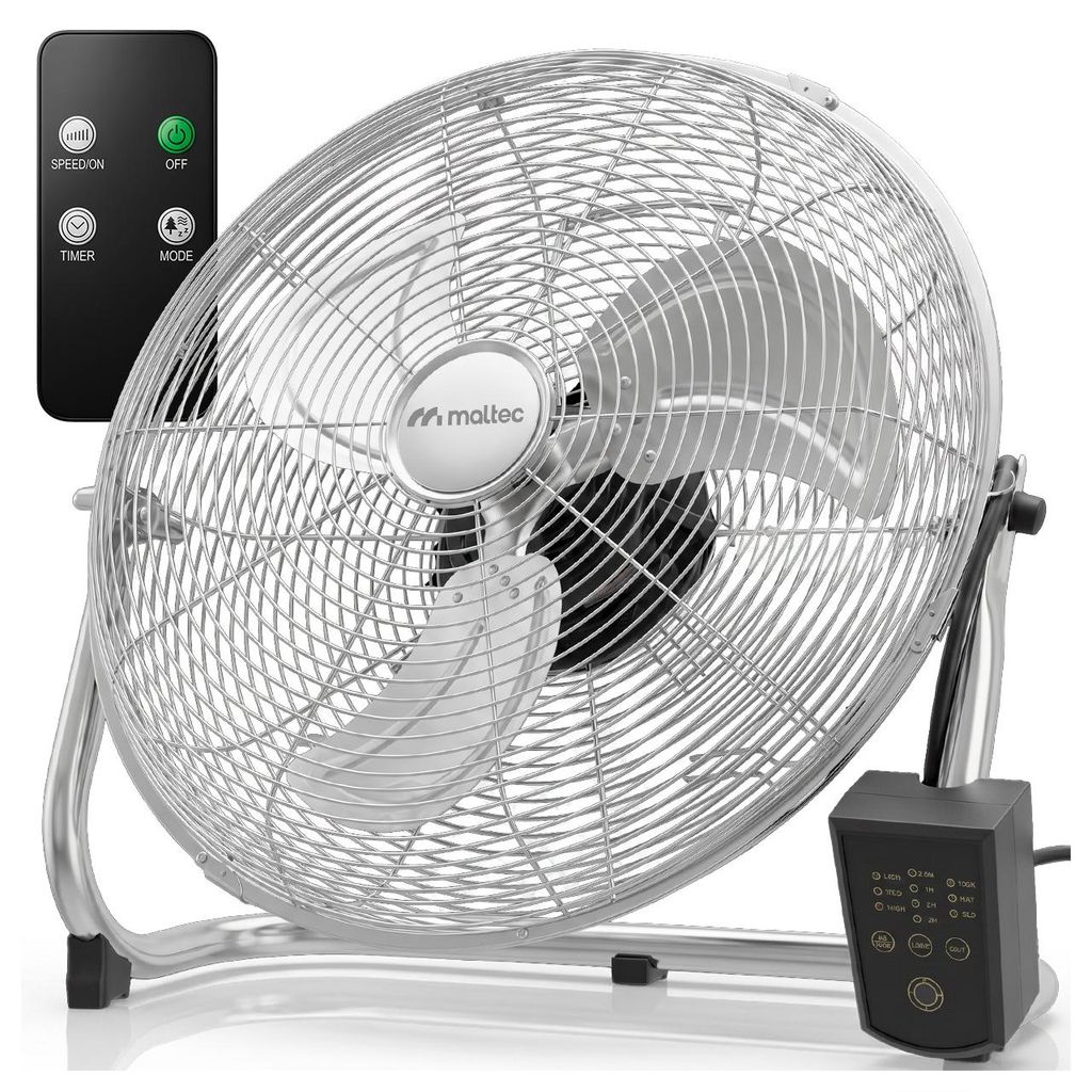 Bodenventilator Ventilator aus Metall Ø 45cm 100W Luftzirkulator Fernbedienung Timer 3 Stufen Silber für Schlafzimmer Büro Wohnung Terrasse