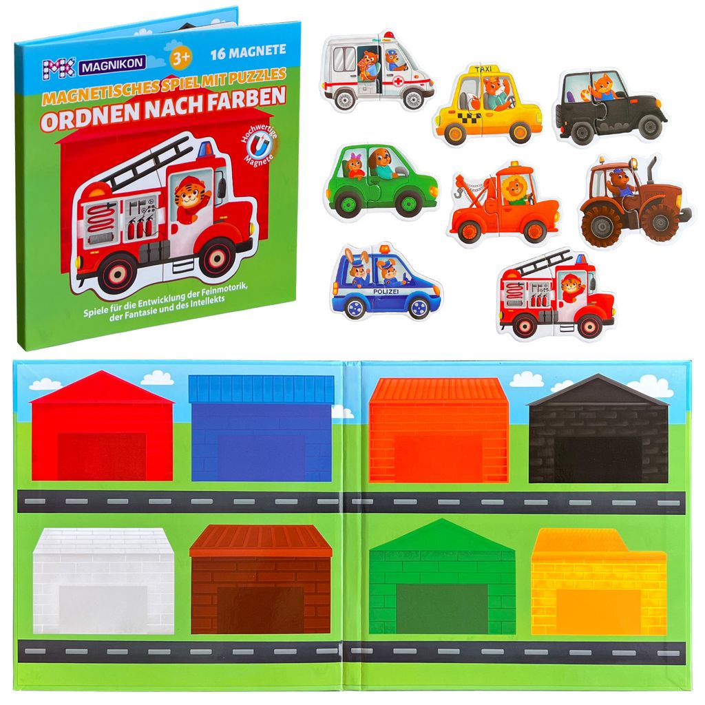 Magnetpuzzle Ordnen nach Farben 16 Teile, Magnet Puzzles ab 2 Jahren, Magnetische Puzzles, Beschäftigung Flugzeug Kinder, Magnetspiel, Reisespiel