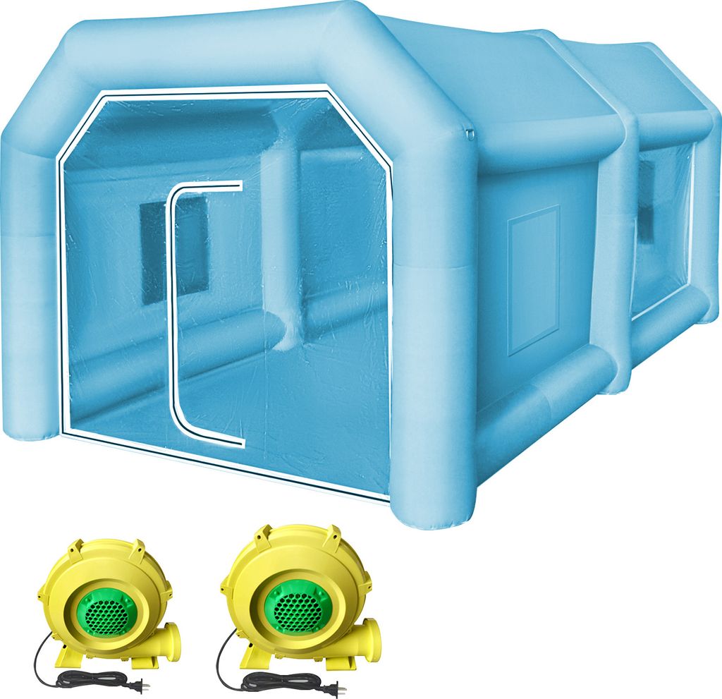 VEVOR Aufblasbares Lackierkabinenzelt, individuelles aufblasbares Lackierkabinenzelt 750 W + 350 W, 210D Oxford-Gewebe, 4 x 2,5 x 2,2 m, blau, Park...