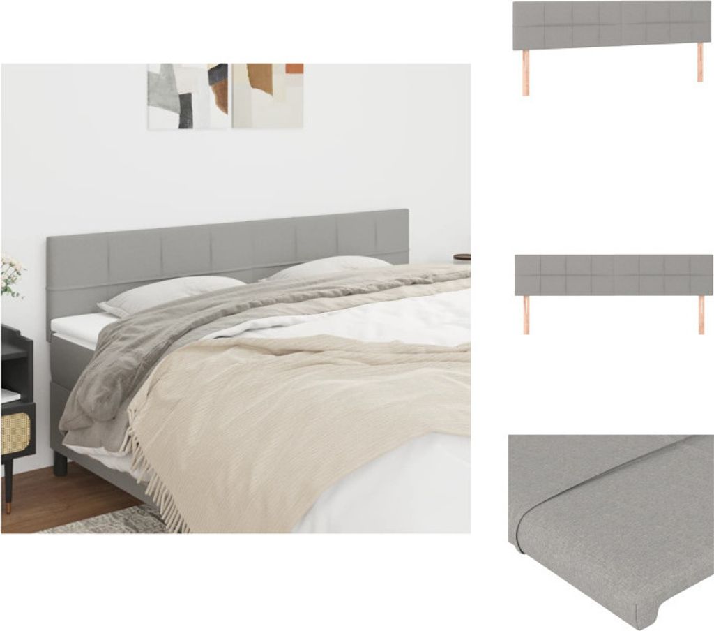 vidaXL Kopfteile 2 Stk. Hellgrau 100x5x78/88 cm Stoff - Kopf- & Fußenden