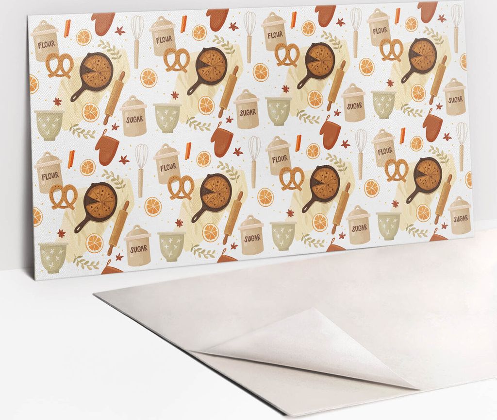 PVC-Wandschutz für die Küche - Stilvoller Schutz für Ihre Wände 100 x 50 Zuckermehl und Gebäck