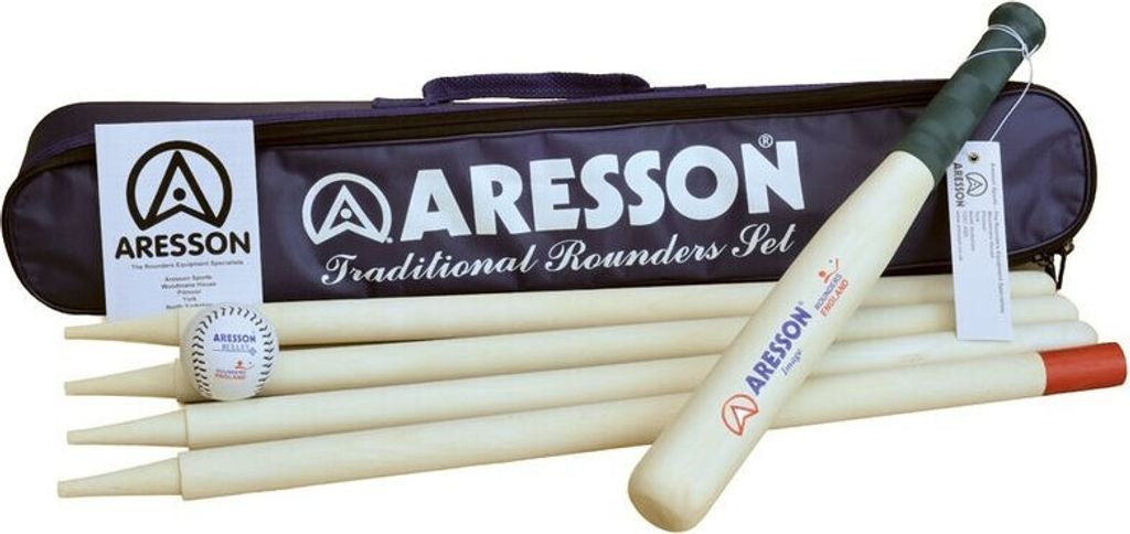 Aresson - Schlagball-Set "Traditional", Leder 6er-Pack RD1203 (Einheitsgröße) (Weiß/Grün/Blau)