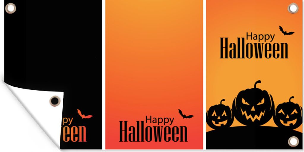 MuchoWow 80x40 cm Outdoor-Poster Gartendeko Sichtschutz Garten Poster für den Garten Eine Illustration von Halloween in drei Teilen