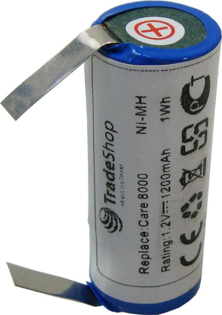 Trade-Shop Premium Ni-MH Akku für Braun Oral-B Professional Care Triumph 3745 3746 3761 3762 3764 4717 / 1,2V 1200mAh 4/5A Zelle mit U-Lötfahnen