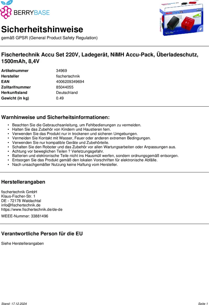 Fischertechnik Accu Set Solution Énergie contre l'Usure des Piles - 11