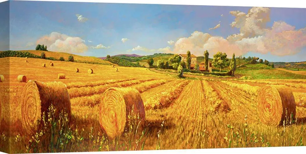 Tableau déco paysage Toscane avec fenêtre - Toile imprimée 70x35 cm Art
