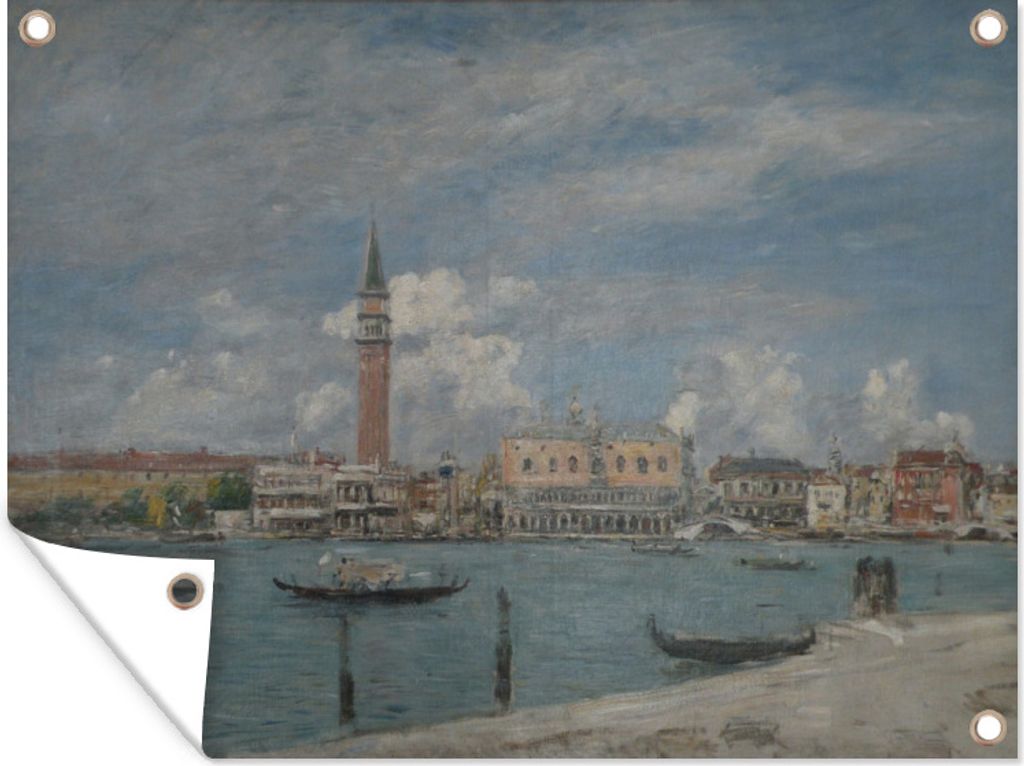 MuchoWow 80x60 cm Outdoor-Poster Gartendeko Sichtschutz Garten Poster für den Garten Venise, la Piazzetta vue du Grand Canal - Gemälde von Eug...
