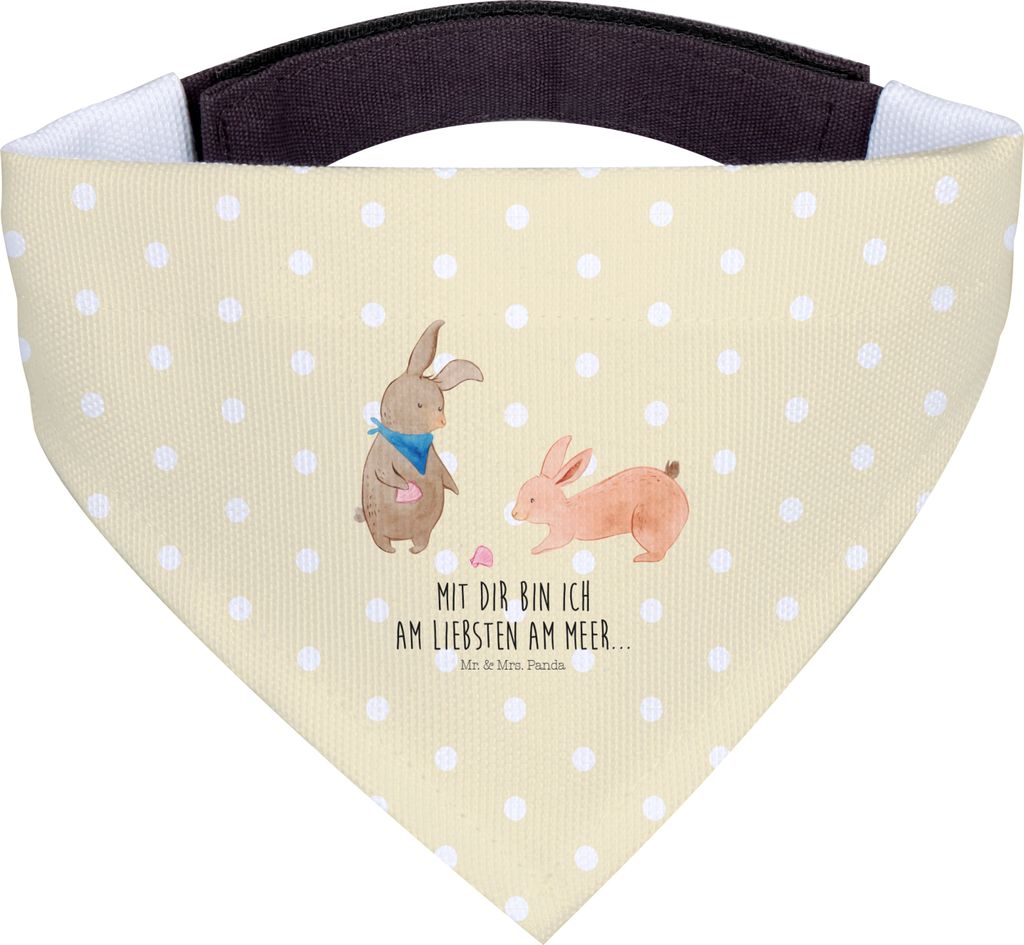 Mr. & Mrs. Panda Halstuch Hasen Muschel - Gelb Pastell - Geschenk, Freundin, Best Friends, Muttertag, BFF, Meer, Hund, Für Hunde, Tuch, Schal, Strand
