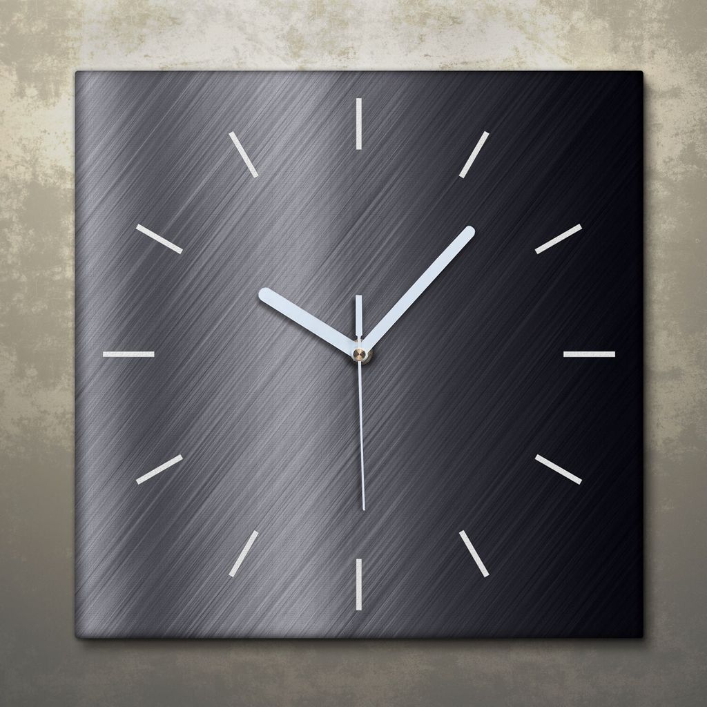 Wohnzimmer Leinwand Uhr Geräuschlos Küche 30x30 Metall, Stahl, Motive, Texture, weiße Zeiger