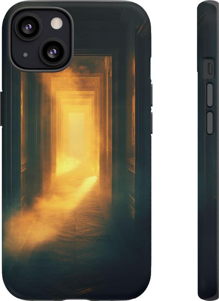 Geheimnisvoller Flur mit warmem Lichtschein – Hülle Kompatibel mit iPhone 13