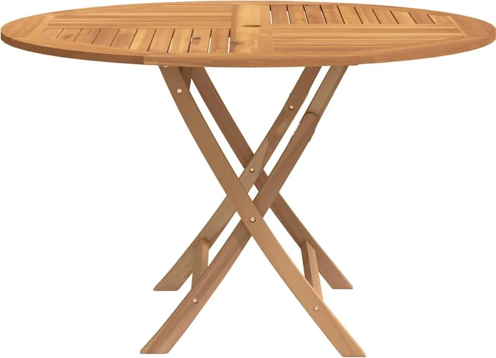 Table pliante de jardin 110 cm en teck massif résistant aux intempéries