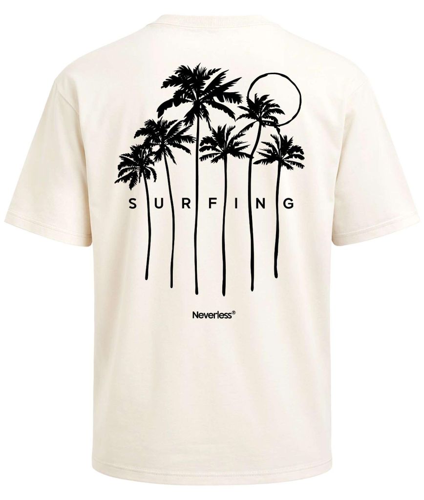 Herren T-Shirt - Palms Surfing - Oversized Relaxed Fit Sommer Fashion Streetstyle Neverless