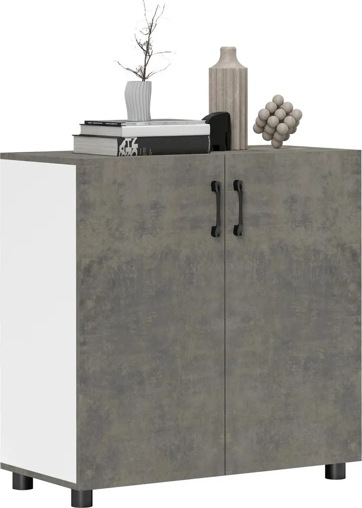 Meuble de rangement gris clair pour organiser votre salon sans bruit