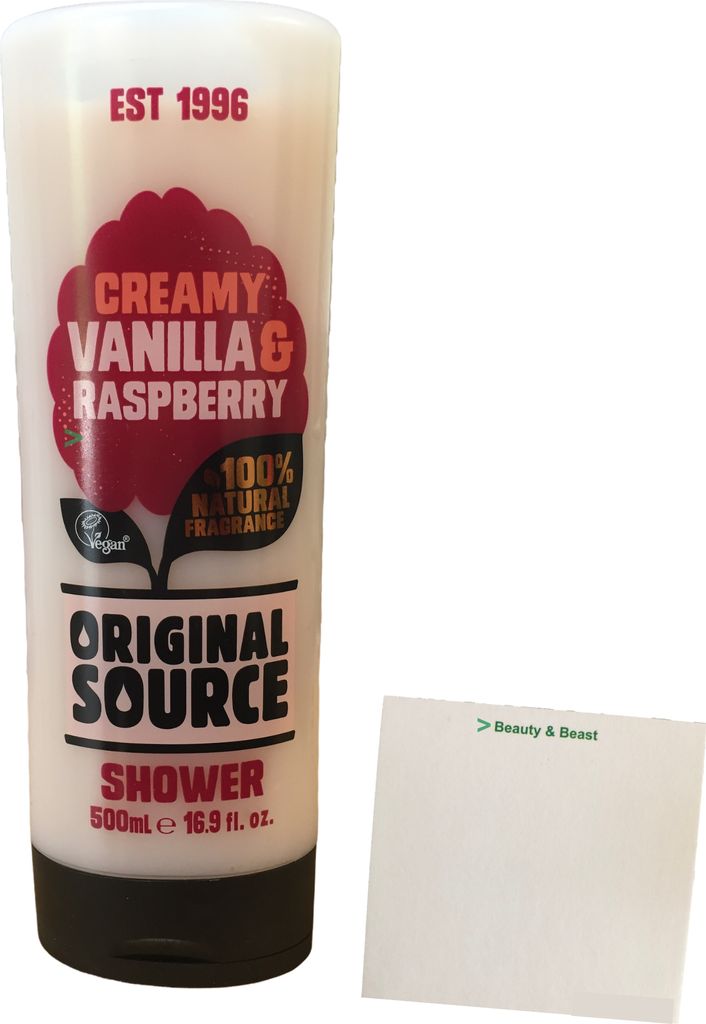 Original Source Creamy Vanilla & Rapberry Duschgel (500ml Flasche) + usy Block