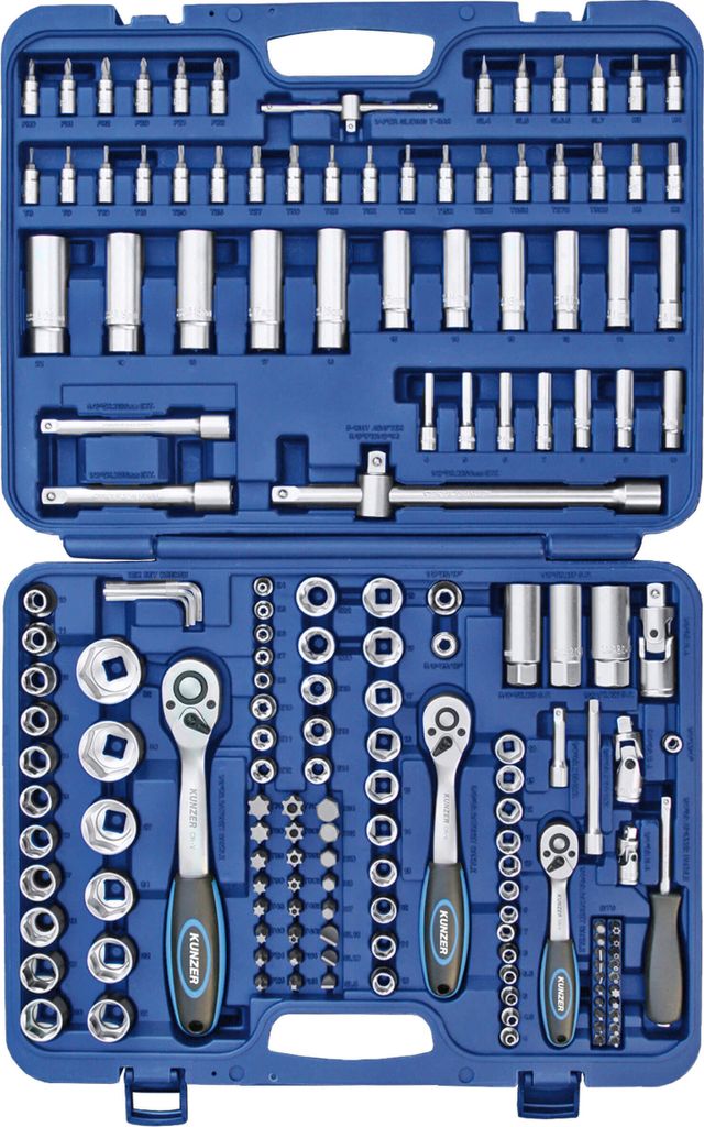Kunzer Steckschlüsselsatz 1/4" - 3/8" - 1/2", 172-tlg. 7SS172