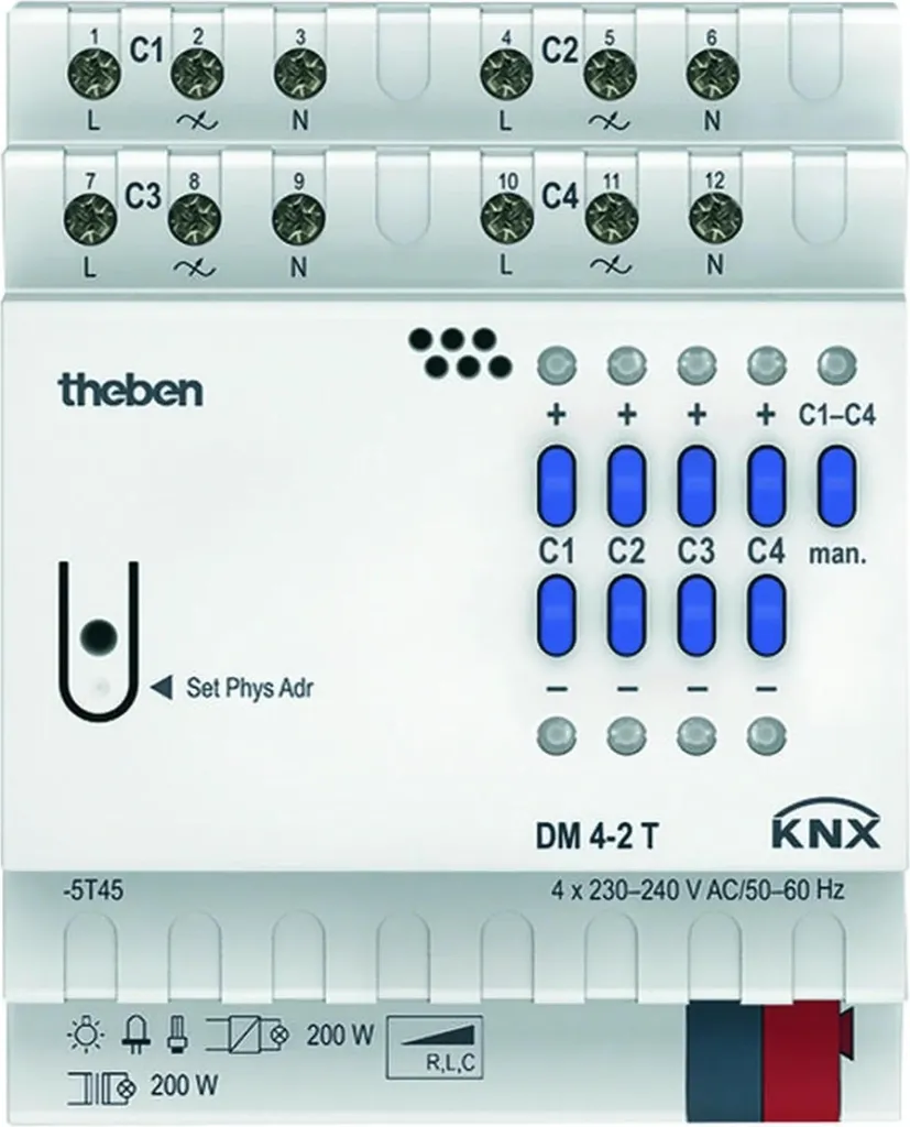 Actionneur de variation KNX quadruple Theben 200W DM4-2 T REG haute qualité