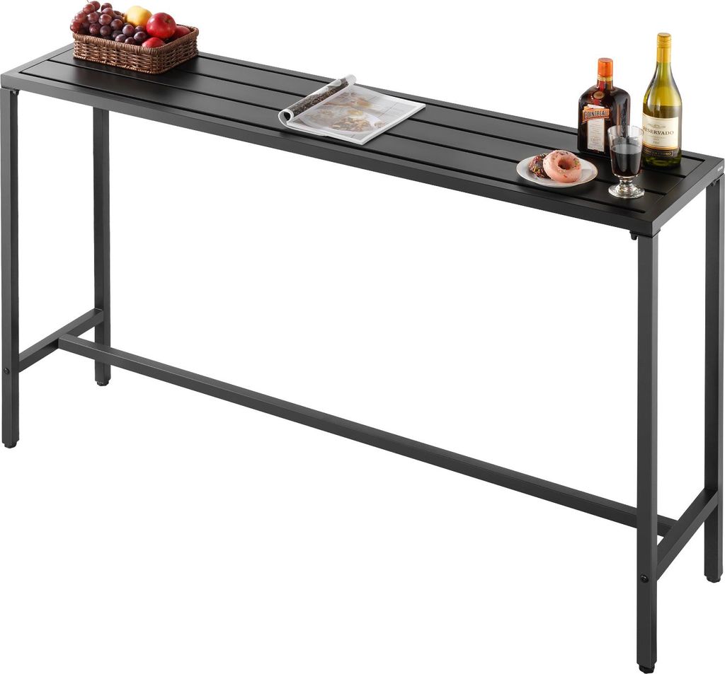 VEVOR Bartisch, 1600 x 375 x 980 mm, Bistrotisch, Stehtisch mit Metallgestell, rechteckige Esstische, Küchentisch, Tresentisch, Partytisch, Garten...