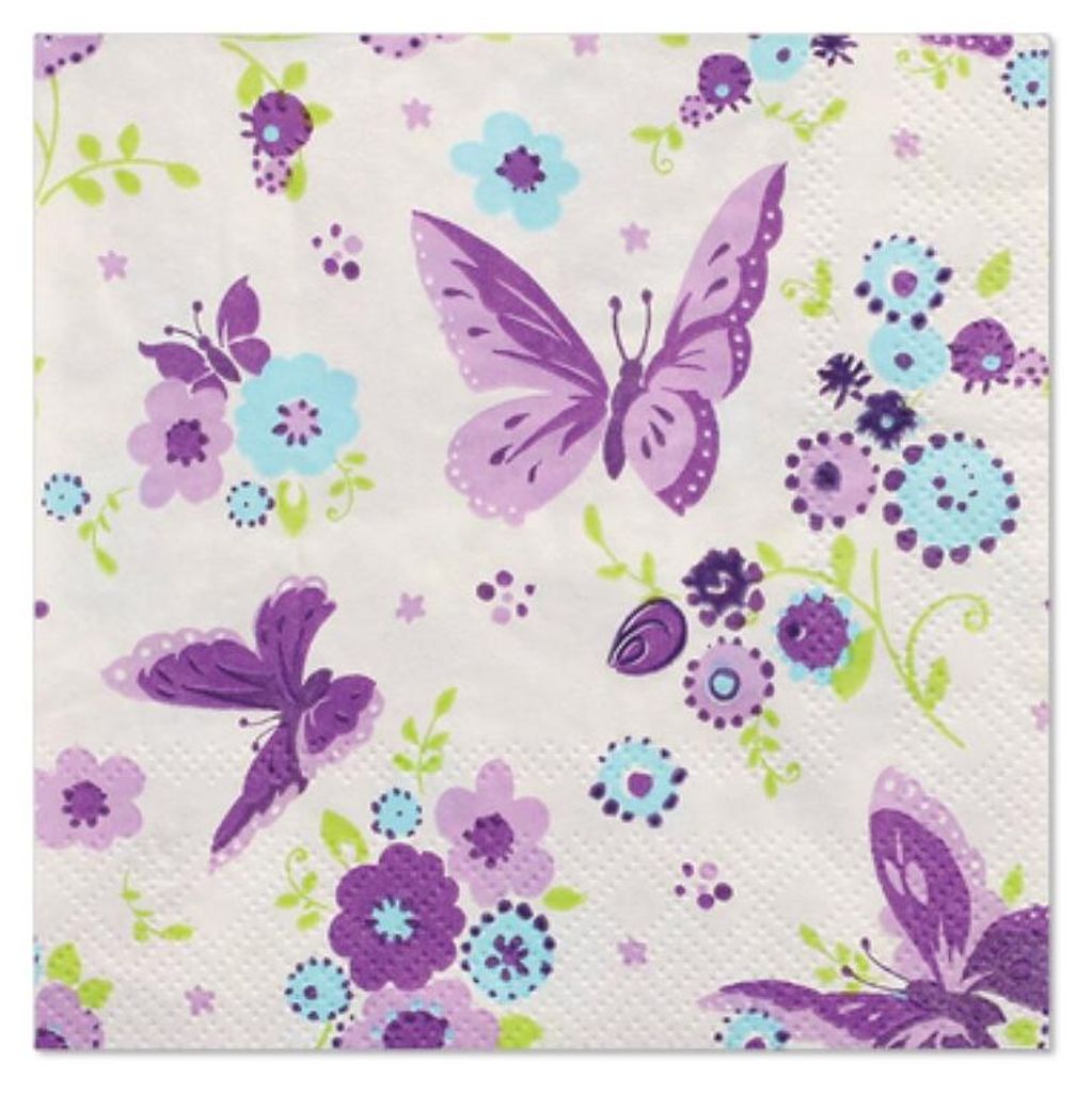 PAPSTAR Servietten 1/4-Falz, 25x25 cm, "Beautiful Butterfly" | Folie (20 Stück)